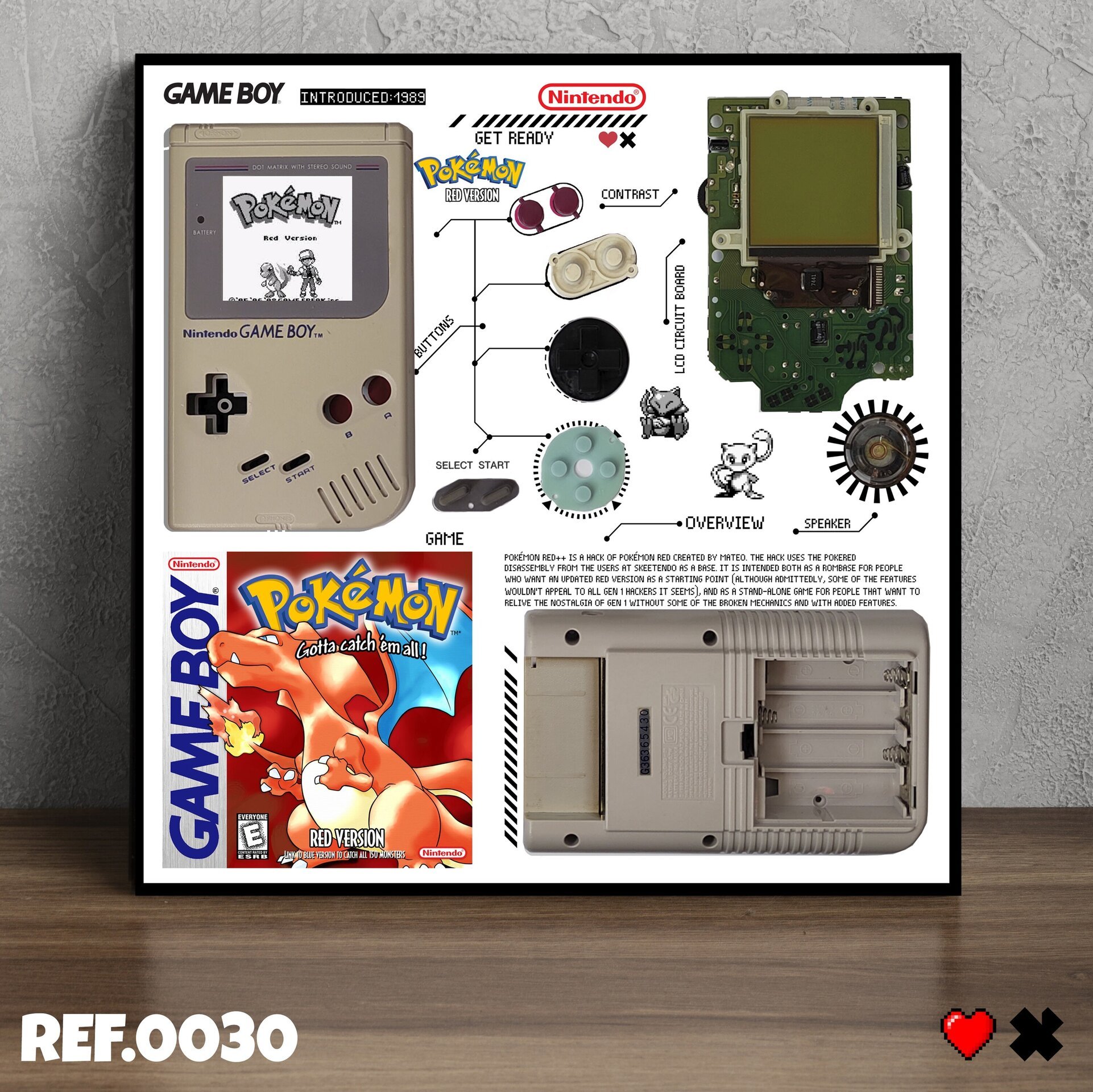 Cuadro gameboy clasica model dmg 001 (POKEMON ROJO) - 1