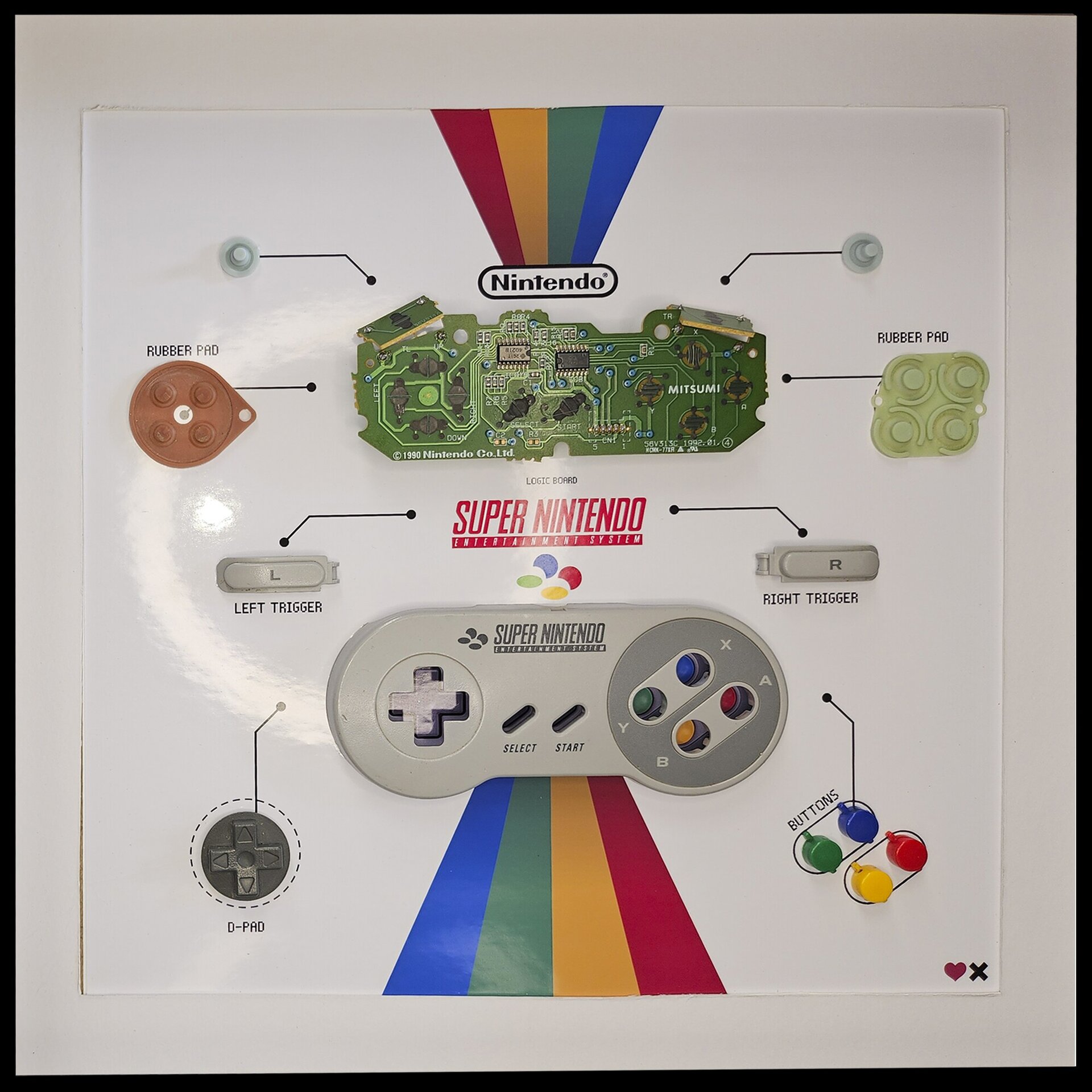 Cuadro control pad nintendo snes y sfamicom - 2